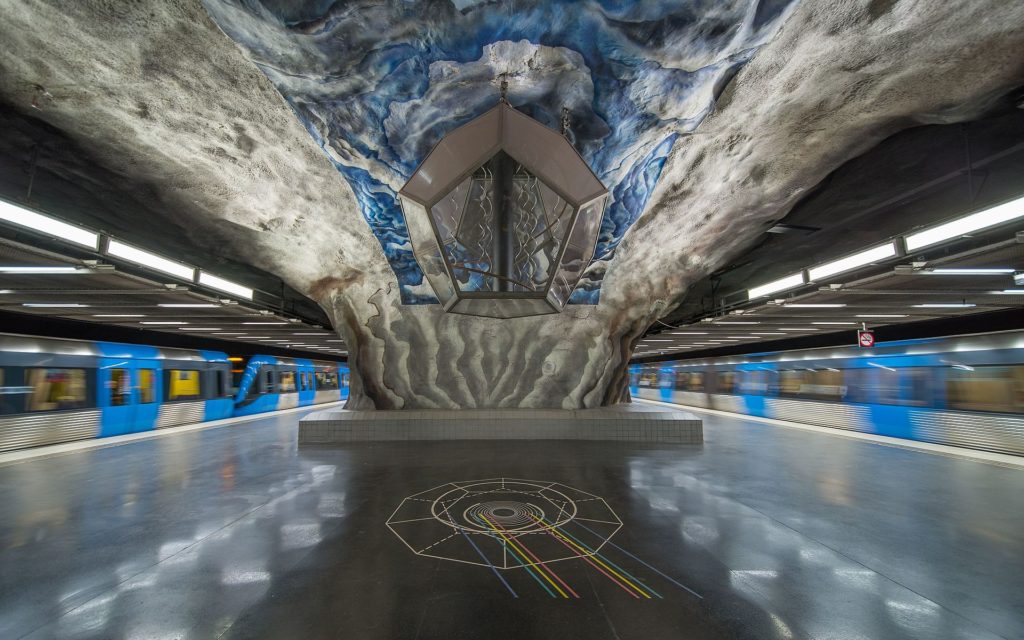 Art in Tekniska Högskolan station of Stockholm's tunnelbana underground metro